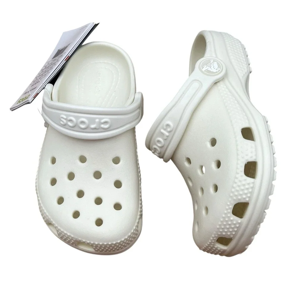 Crocs Toddler Girls Boys Slip-on Clogs Size 9 White Glow Green in the Dark